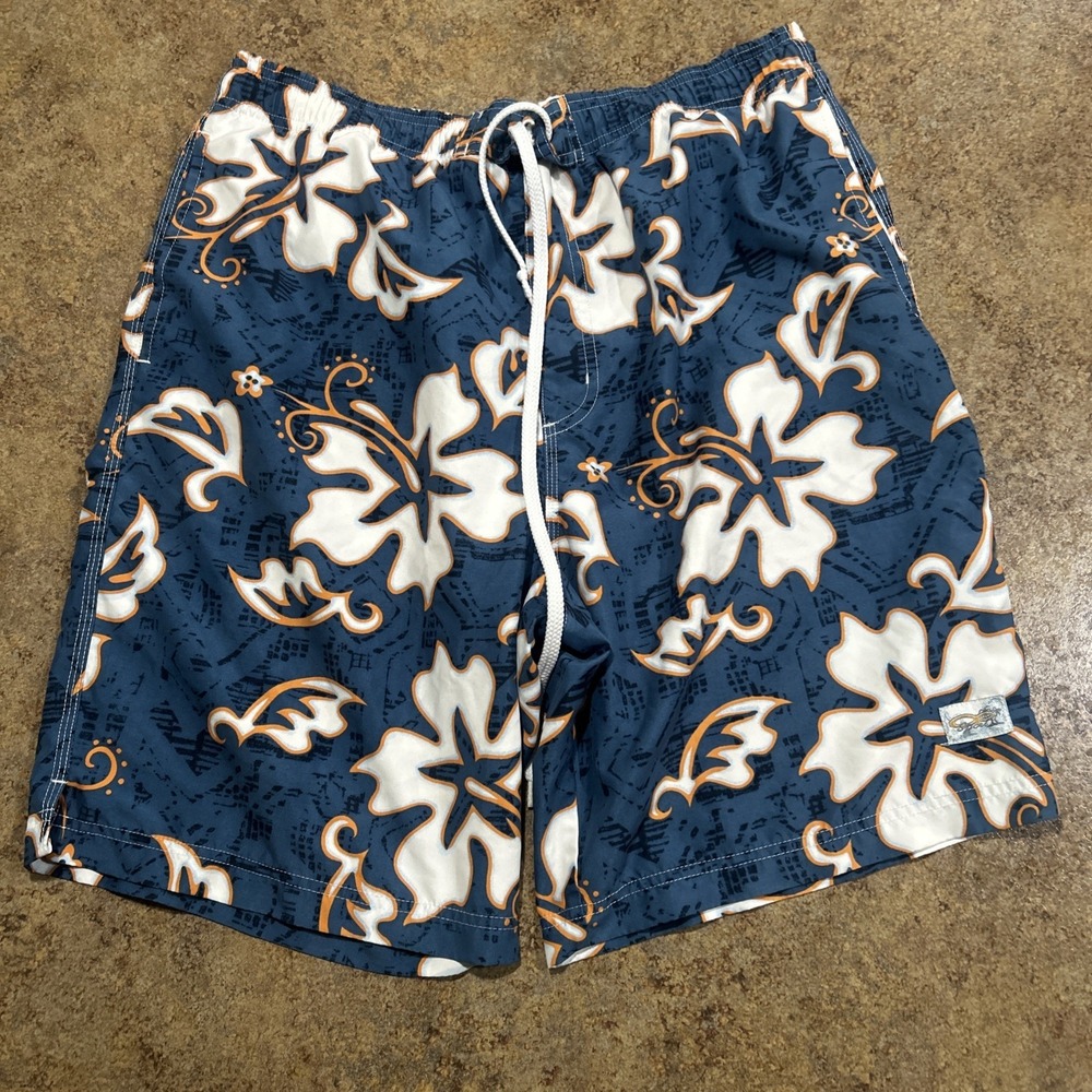 Vintage Y2k Ocean Pacific Boardshorts Size Medium AOP Flower Surf Swim Trunks
